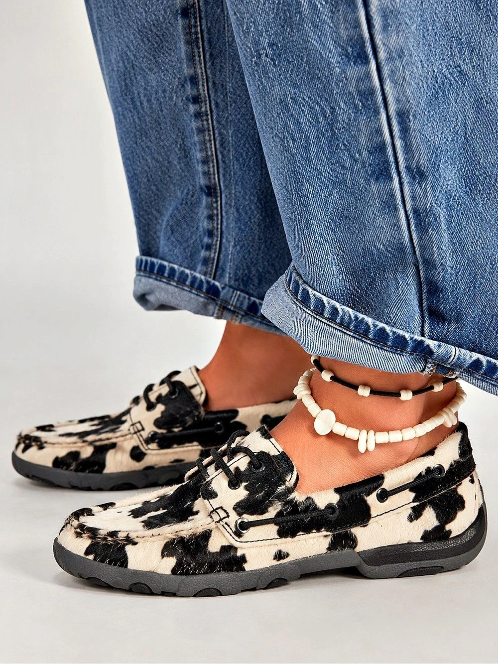 Twisted X Hair On Hide Cow Print Driving Moc Loafers Women’s 9.5 NIB